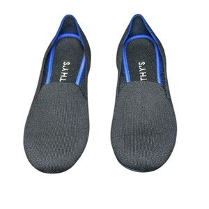 Rothy's Black Knit Flats with Blue Trim